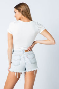 Knot-Tee Crop Top - White