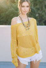 Load image into Gallery viewer, Open Knit Cross Back Sweater - Mustard
