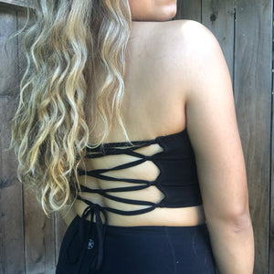 Summer Days Lace Back Tube Top - Black