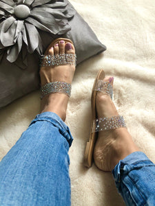 Clear As Day Rhinestone Sandals