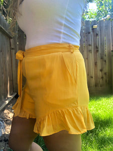 Lovely Day Ruffle Shorts - Yellow